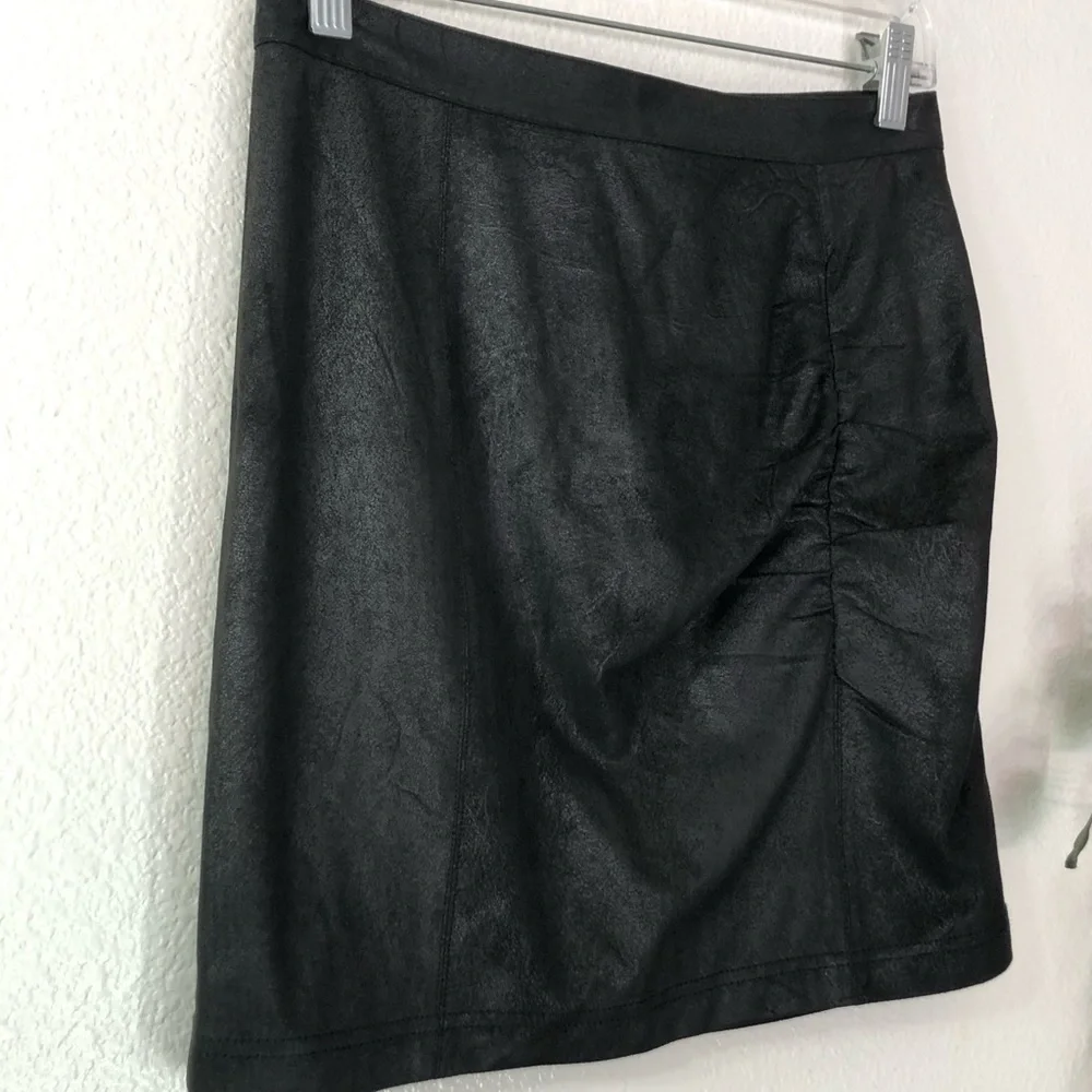 Free People Black Silky Crushed Velvet-like Skirt